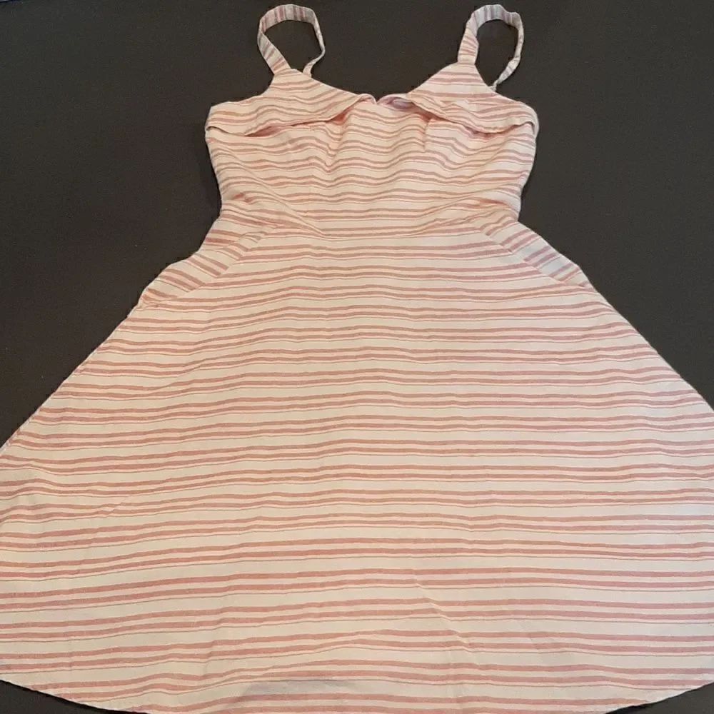 Jun & Ivy Pink and White Striped Lined Cotton Dress